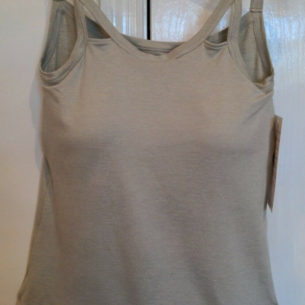 Mastectomy Camisole with Integrated Prosthetics, Small w B Cup, NWT, Oat, Cut-Ou